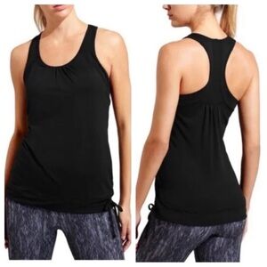 ATHLETA Black Tinker Tank Built in Bra Cinched Bottom Activewear Yoga Size Small